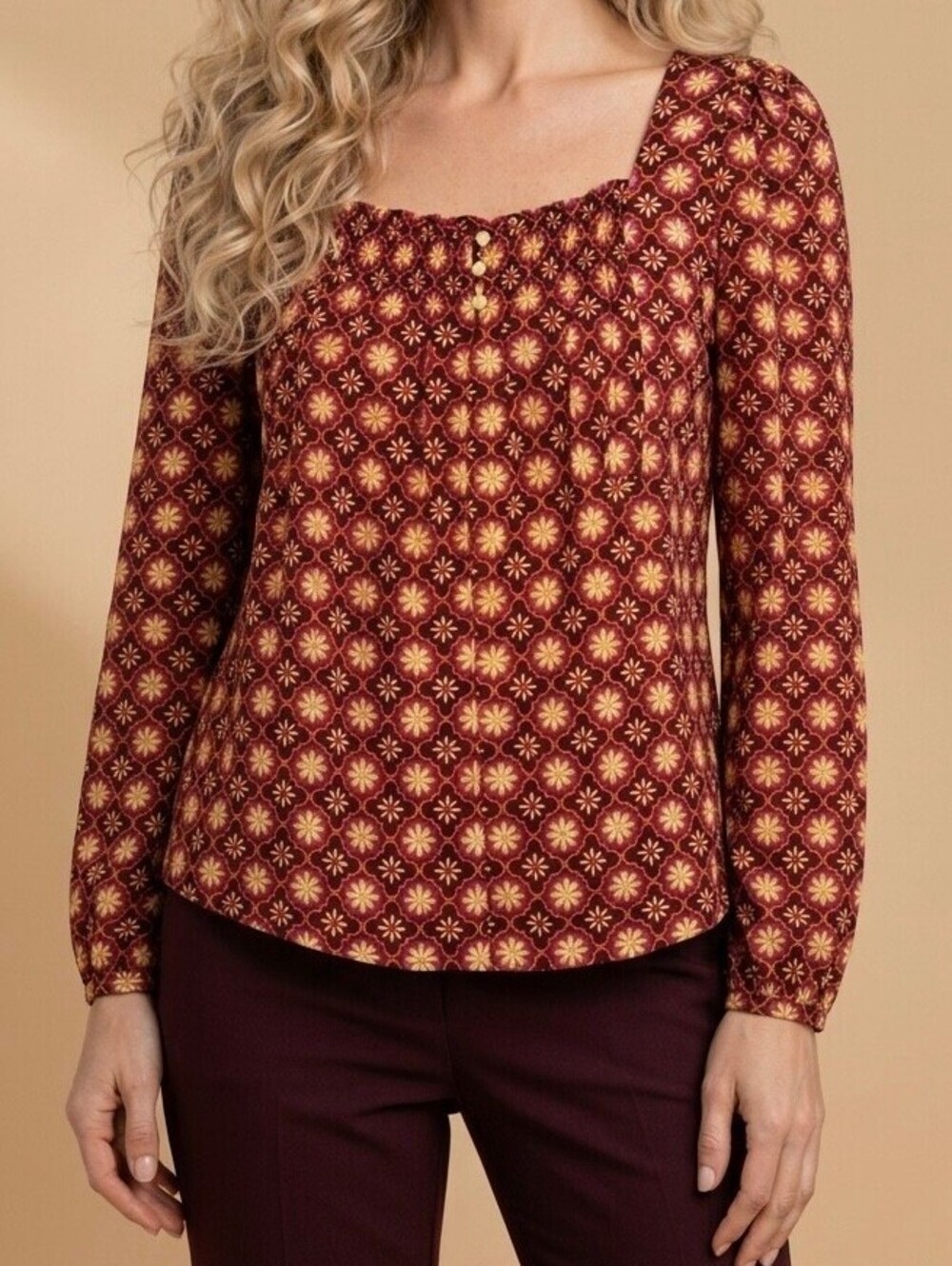 Draper James Geo-Floral Square Neck Top (S)
